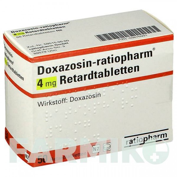 ДОКСАЗОЗИН (DOXAZOSIN) 4 мг таблетки 50 шт - Доксазозин RATIOPHARM