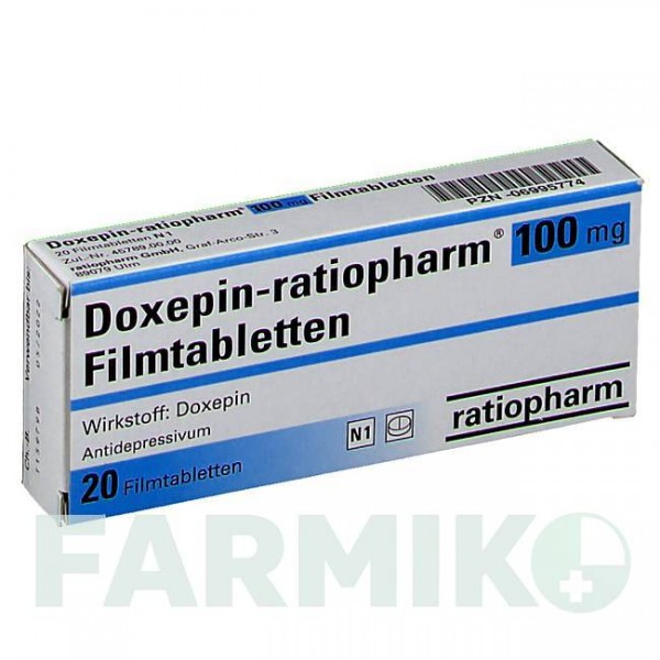 ДОКСЕПІН (DOXEPIN) 100 мг таблетки 20 шт - Доксепін RATIOPHARM