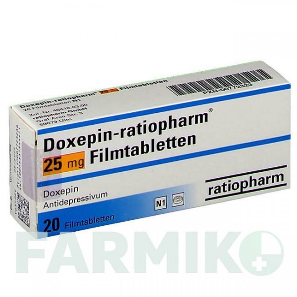 ДОКСЕПІН (DOXEPIN) 25 мг таблетки 20 шт - Доксепін RATIOPHARM
