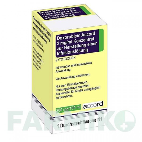 ДОКСОРУБІЦИН (DOXORUBICIN) 2 мг/мл 200 мг концентрат 1 шт - Доксорубіцин ACCORD HEALTHCARE