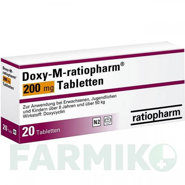 ДОКСІ (DOXY) 200 мг таблетки 20 шт - Доксициклін RATIOPHARM