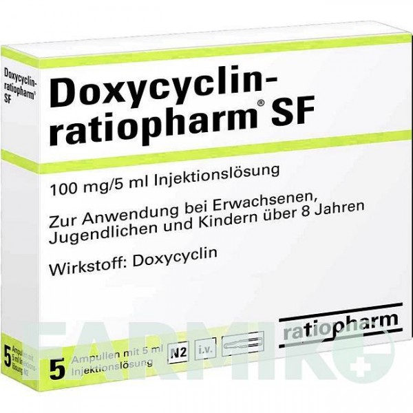 ДОКСИЦИКЛІН (DOXYCYCLIN) розчин 5 шт - Доксициклін RATIOPHARM