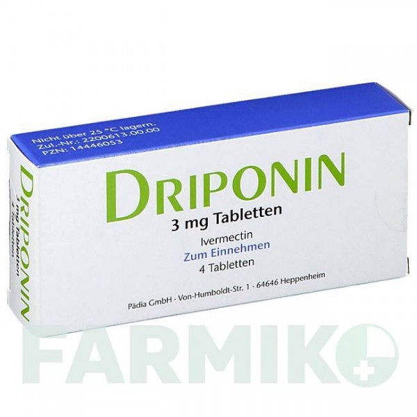 ДРИПОНИН (DRIPONIN) 3 мг таблетки 4 шт - Ивермектин PADIA