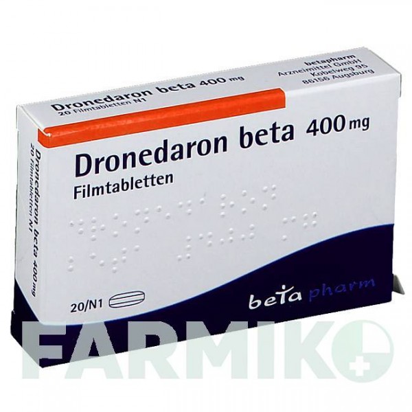 ДРОНЕДАРОН (DRONEDARON) 400 мг таблетки 20 шт - Дронедарон BETAPHARM