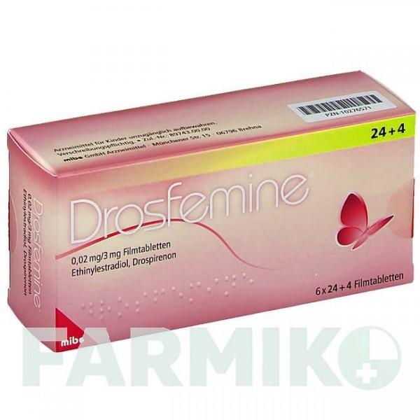 ДРОСФЕМИН (DROSFEMINE) 0,02 мг/3 мг таблетки 6x28 шт - Дроспиренон, Этинилэстрадиол MIBE