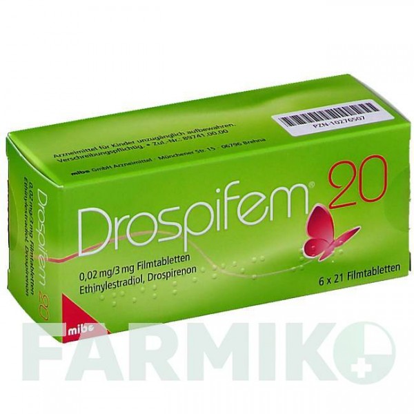 ДРОСПИФЕМ (DROSPIFEM) 0,02 мг/3 мг таблетки 6x21 шт - Дроспиренон, Этинилэстрадиол MIBE