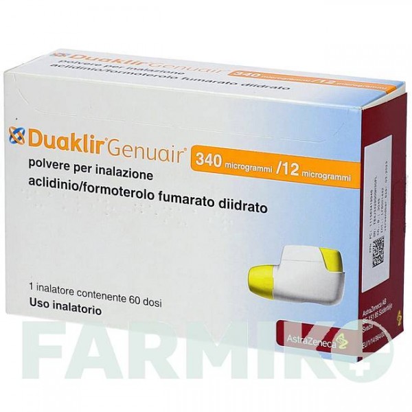 ДУАКЛИР (DUAKLIR) 340 мкг/12 мкг 60 доз порошок 1 шт - Формотерол, Аклидиния бромид DOCPHARM