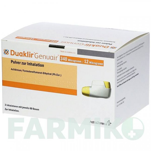 ДУАКЛИР (DUAKLIR) 340 мкг/12 мкг 60 доз порошок 3 шт - Формотерол, Аклидиния бромид EMRA-MED