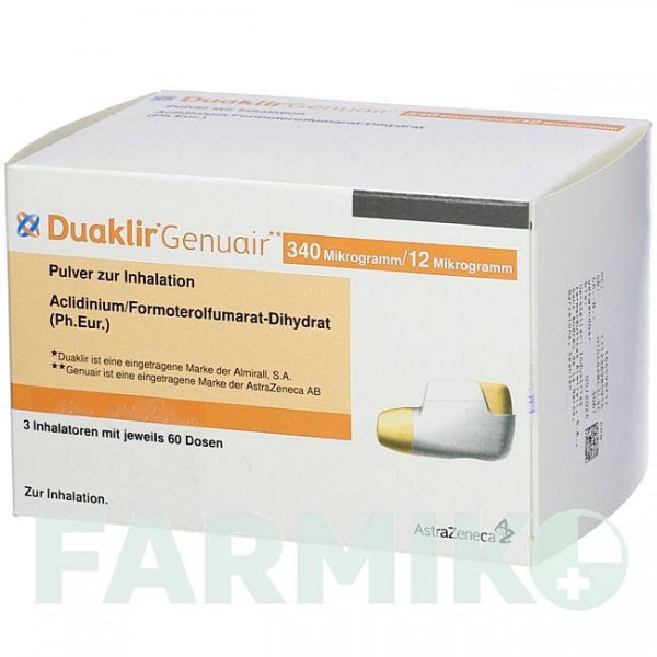 ДУАКЛИР (DUAKLIR) 340 мкг/12 мкг 60 доз порошок 1 шт - Формотерол, Аклидиния бромид KOHLPHARMA