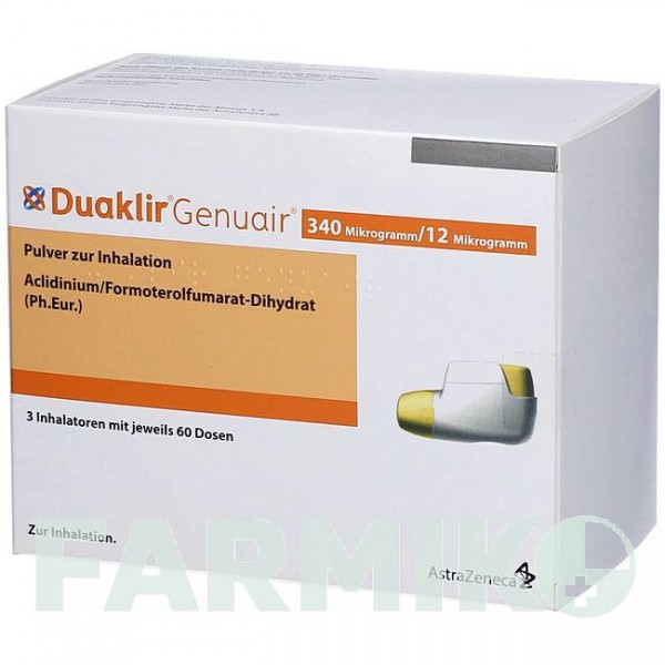 ДУАКЛИР (DUAKLIR) 340 мкг/12 мкг 60 доз порошок 3 шт - Формотерол, Аклидиния бромид ORIFARM