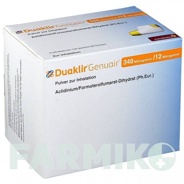 ДУАКЛИР (DUAKLIR) 340 мкг/12 мкг 60 доз порошок 3 шт - Формотерол, Аклидиния бромид ZENTIVA