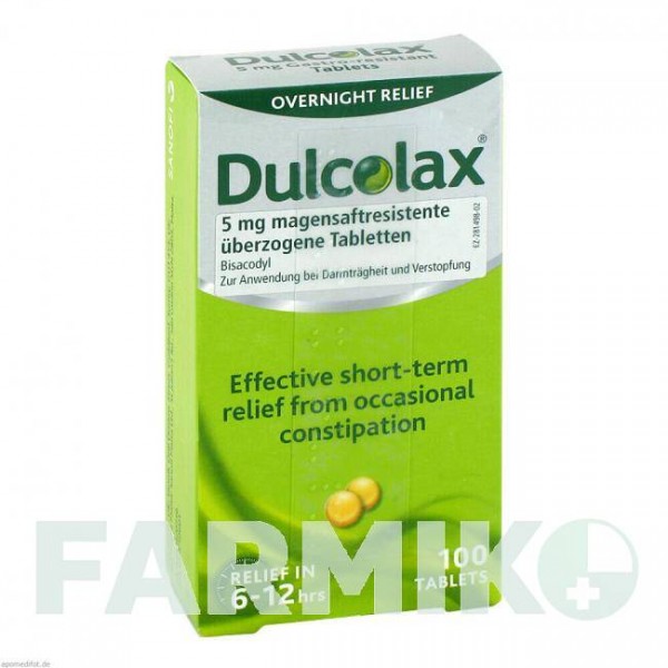 ДУЛЬКОЛАКС (DULCOLAX) таблетки 100 шт - Бисакодил EURIMPHARM