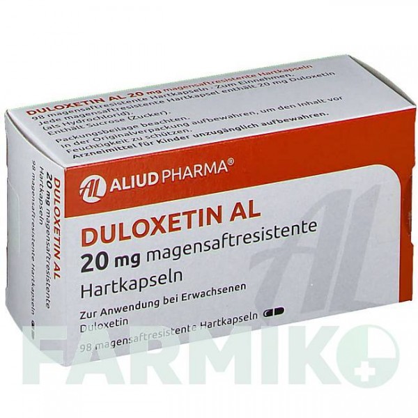 ДУЛОКСЕТИН (DULOXETIN) 20 мг капсулы 98 шт - Дулоксетин ALIUD PHARMA