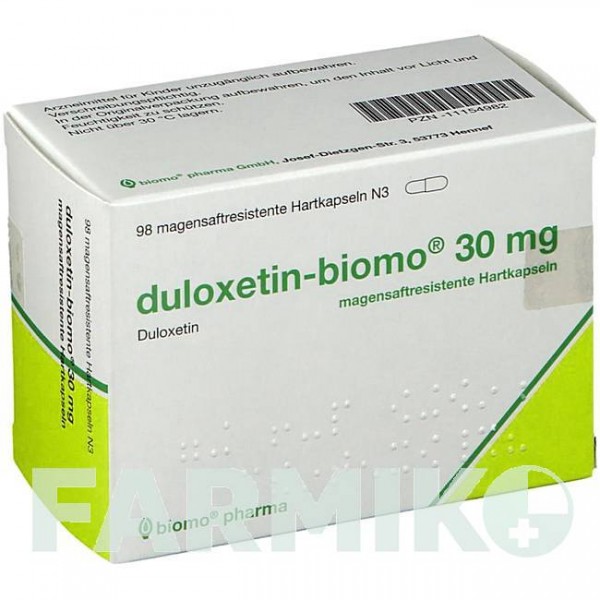 ДУЛОКСЕТИН (DULOXETIN) 30 мг капсулы 98 шт - Дулоксетин BIOMO PHARMA
