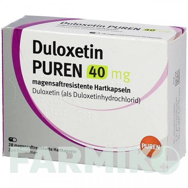 ДУЛОКСЕТИН (DULOXETIN) 40 мг капсулы 28 шт - Дулоксетин PUREN PHARMA