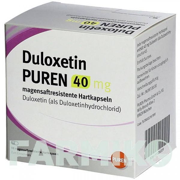ДУЛОКСЕТИН (DULOXETIN) 40 мг капсулы 98 шт - Дулоксетин PUREN PHARMA