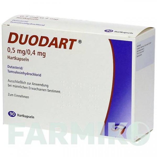 ДУОДАРТ (DUODART) 0,5 мг/0,4 мг капсулы 30 шт - Тамсулозин, Дутастерид AXICORP PHARMA