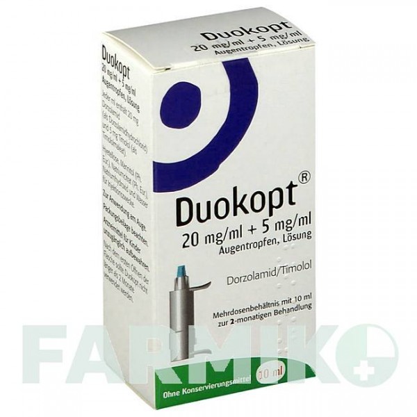 ДУОКОПТ (DUOKOPT) 20 мг/мл + 5 мг/мл краплі 10 мл - Тимолол, Дорзоламід THEA FARMA