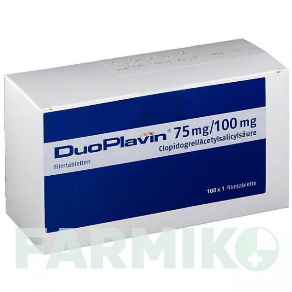 ДУОПЛАВІН (DUOPLAVIN) 75 мг/100 мг таблетки 100 шт - Клопідогрел, Ацетилсаліцилова кислота CC PHARMA