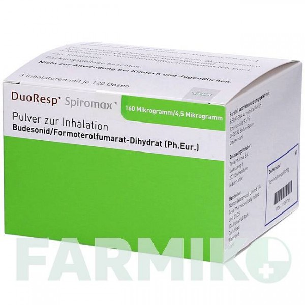 ДУОРЕСП (DUORESP) 160 мкг/4,5 мкг 3 х 120 доз порошок 3 шт - Формотерол, Будесонід DOCPHARM