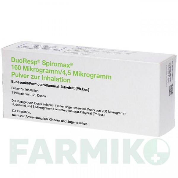 ДУОРЕСП (DUORESP) 160 мкг/4,5 мкг/доза 1 х 120 доз порошок 1 шт - Формотерол, Будесонід 2CARE4