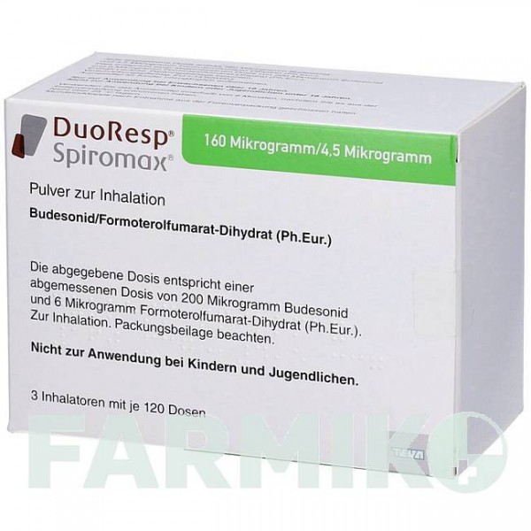 ДУОРЕСП (DUORESP) 160 мкг/4,5 мкг/доза 1 х 120 доз порошок 1 шт - Формотерол, Будесонид ORIFARM