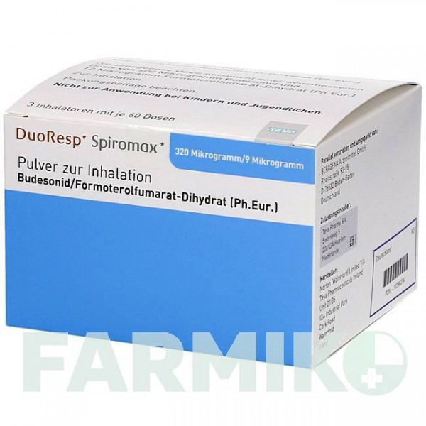 ДУОРЕСП (DUORESP) 320 мкг/9 мкг/доза 3 х 60 доз порошок 3 шт - Формотерол, Будесонид DOCPHARM