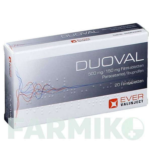 ДУОВАЛ (DUOVAL) 500 мг/150 мг таблетки 20 шт - Парацетамол, Другое EVER PHARMA