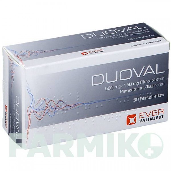 ДУОВАЛ (DUOVAL) 500 мг/150 мг таблетки 50 шт - Парацетамол, Інше EVER PHARMA