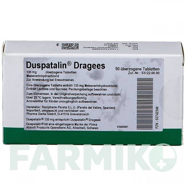 ДУСПАТАЛИН (DUSPATALIN) таблетки 100 шт - Мебеверин PHARMA GERKE