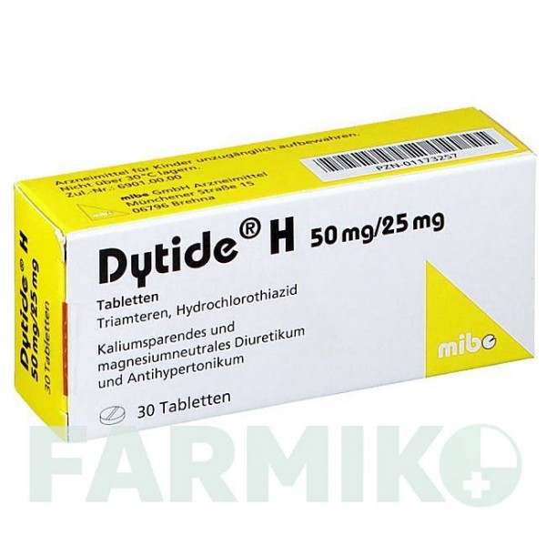 ДИТІД (DYTIDE) 50 мг/25 мг таблетки 30 шт - Гідрохлоротіазид, Триамтерен MIBE