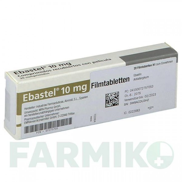 ЭБАСТЕЛ (EBASTEL) 10 мг таблетки 20 шт - Эбастин EMRA-MED
