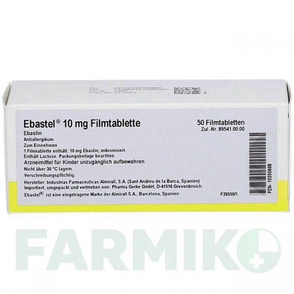 ЭБАСТЕЛ (EBASTEL) 10 мг таблетки 50 шт - Эбастин PHARMA GERKE