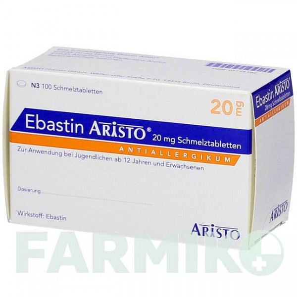 ЕБАСТИН (EBASTIN) 20 мг таблетки 100 шт - Ебастин ARISTO PHARMA