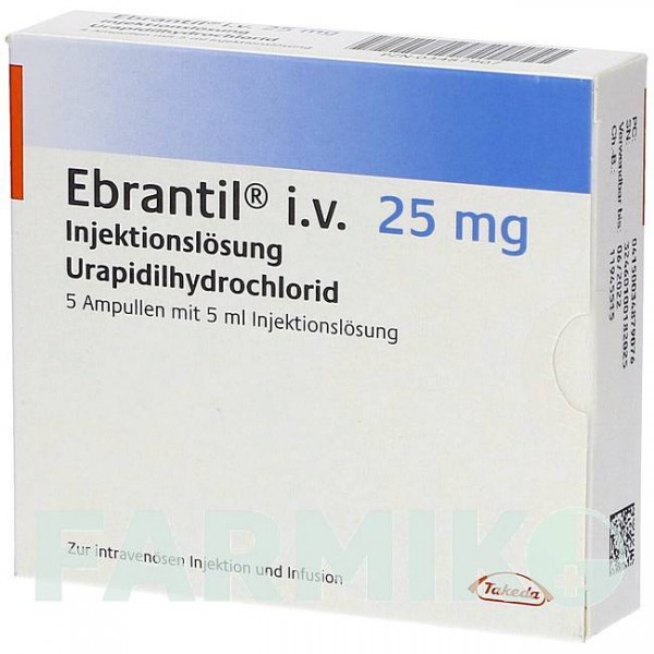 ЕБРАНТИЛ (EBRANTIL) 25 мг розчин 5x5 мл - Урапідил CHEPLAPHARM