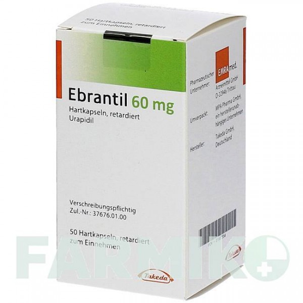 ЭБРАНТИЛ (EBRANTIL) 60 мг капсулы 50 шт - Урапидил EMRA-MED
