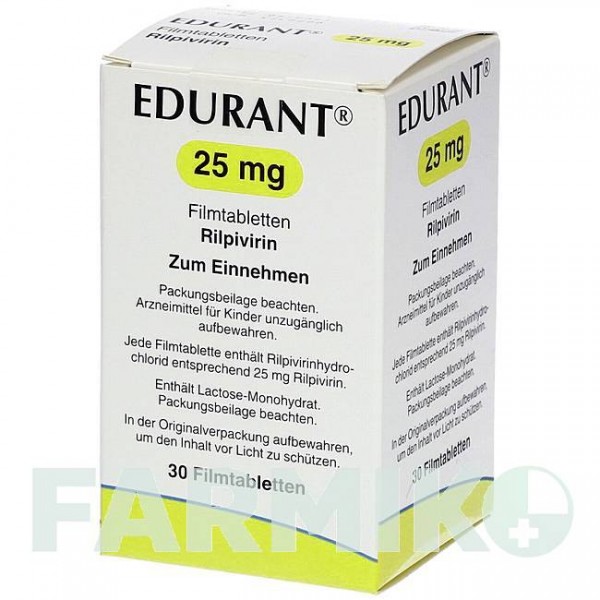 ЭДЮРАНТ (EDURANT) 25 мг таблетки 30 шт - Рилпивирин JANSSEN CILAG