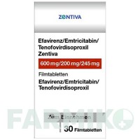 ЕФАВІРЕНЦ (EFAVIRENZ) 600/200/245 таблетки 30 шт - Емтрицитабін, Тенофовір, Ефавіренз ZENTIVA