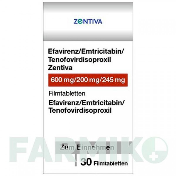 ЭФАВИРЕНЦ (EFAVIRENZ) 600/200/245 таблетки 30 шт - Эмтрицитабин, Тенофовир, Эфавиренз ZENTIVA
