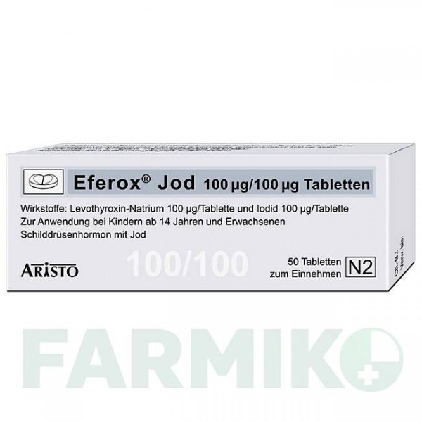 ЭФЕРОКС (EFEROX) 100 мкг/100 мкг таблетки 50 шт - Левотироксин, Йодид калия ARISTO PHARMA