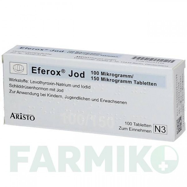 ЕФЕРОКС (EFEROX) 100 мкг/150 мкг таблетки 50 шт - Левотироксин, Йодид калію ARISTO PHARMA