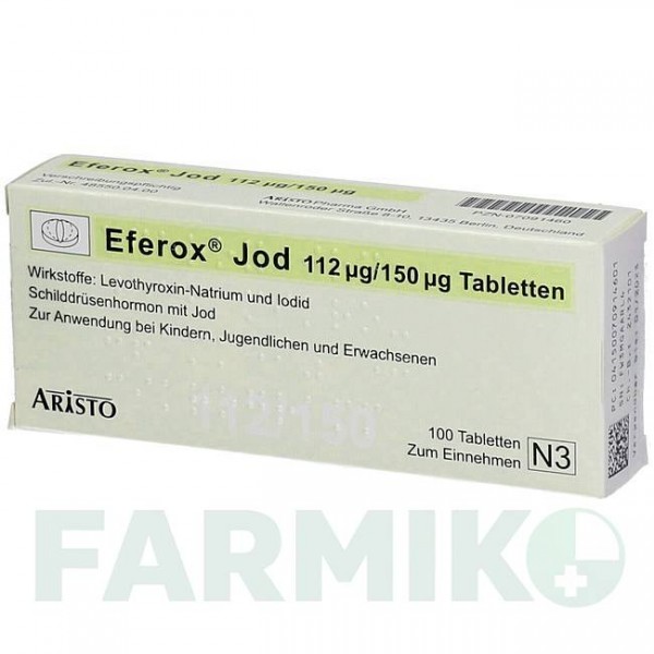 ЕФЕРОКС (EFEROX) 112 мкг/150 мкг таблетки 100 шт - Левотироксин, Йодид калію ARISTO PHARMA