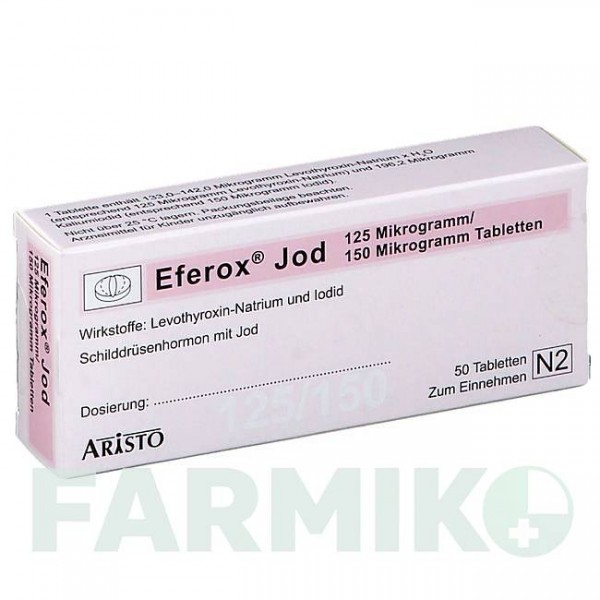 ЕФЕРОКС (EFEROX) 125 мкг/150 мкг таблетки 50 шт - Левотироксин, Йодид калію ARISTO PHARMA