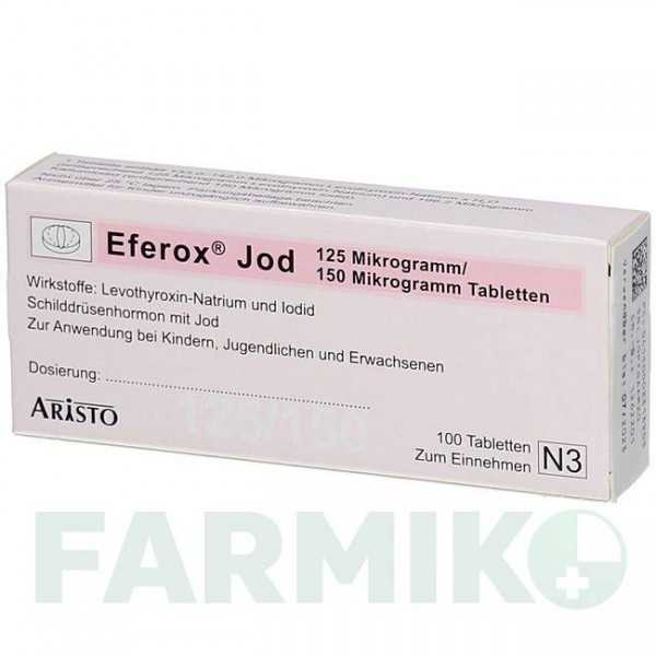 ЕФЕРОКС (EFEROX) 125 мкг/150 мкг таблетки 100 шт - Левотироксин, Йодид калію ARISTO PHARMA