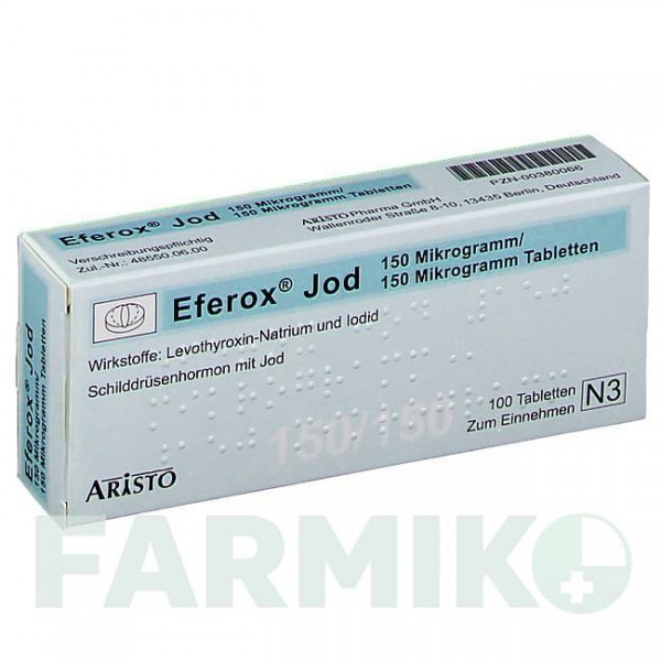 ЭФЕРОКС (EFEROX) 150 мкг/150 мкг таблетки 100 шт - Левотироксин, Йодид калия ARISTO PHARMA