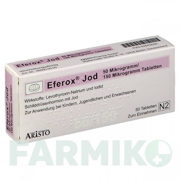 ЕФЕРОКС (EFEROX) 50 мкг/150 мкг таблетки 50 шт - Левотироксин, Йодид калію ARISTO PHARMA