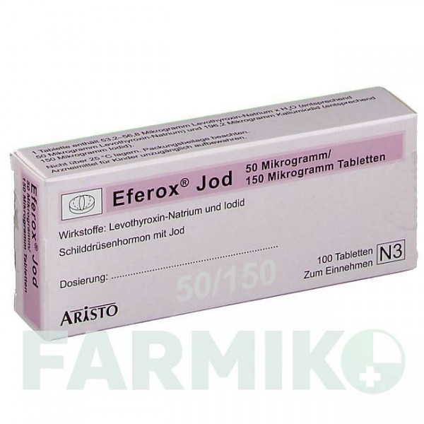 ЕФЕРОКС (EFEROX) 50 мкг/150 мкг таблетки 100 шт - Левотироксин, Йодид калію ARISTO PHARMA