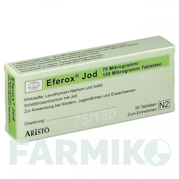 ЭФЕРОКС (EFEROX) 75 мкг/150 мкг таблетки 50 шт - Левотироксин, Йодид калия ARISTO PHARMA