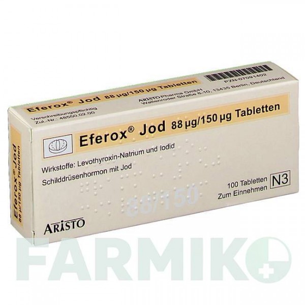 ЭФЕРОКС (EFEROX) 88 мкг/150 мкг таблетки 100 шт - Левотироксин, Йодид калия ARISTO PHARMA