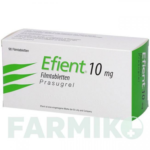 ЭФИЕНТ (EFIENT) 10 мг таблетки 98 шт - Прасугрел AXICORP PHARMA